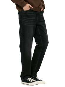 CAMEL CROWN Men's Vintage Washed Straight Leg Denim Jeans, Fashionable Comfortable Cotton-Feel Outdoor Long Pants - Black - View 6