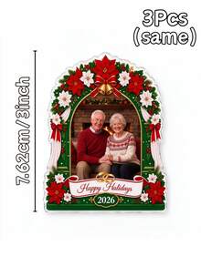 Custom Personalized Photo Christmas Fridge Magnets, Personalized Name Family Photo Fridge Stickers, Custom Holiday Commemorative Decorations, Christmas Gifts For Couples And Families, Home Holiday Decoration Magnets, Kitchen Decor, Home Decor, - Multicolor - View 14