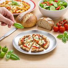 1/5pcs Silver Stainless Steel BBQ Plate, Pizza Tray, Western Style Dinner Plate, Dessert Coffee Tray, Fruit Serving Platter, Perfect For Camping, Patio, BBQ Buffet And Outdoor Dining, Essential Kitchen Utensils For Home. BBQ Accessories, Kitchen Accessories, Dessert Tray, Pizza Tray, Steak, BBQ Skewer Serving Platter, Bone Plate. - A - View 7