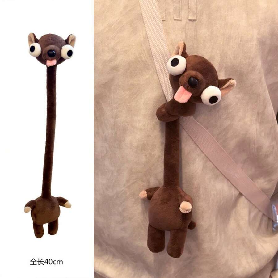 1Pc Funny Long Neck Plush Pendant Dachshund Sloth Stuffed Doll Backpack Decor Desk Ornament Cute Cartoon Gift Christmas Birthday Gift Random Style