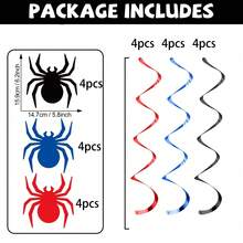 24/36pcs Halloween Trick Or Treat Red Blue Black Spider Spiral Hanging Decorations, Superhero Spider Vortex Tassel Hanging Ornaments, Birthday Superhero Party, Halloween Celebration Window Hanging Hollow Decorations - Multicolor - View 9