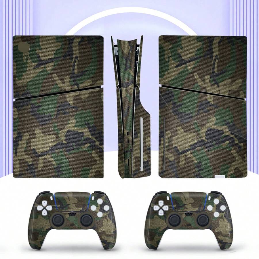 Cross-Border Hot-Selling 6pcs Military Green Camouflage Pattern P5 Slim Game Console Optical Drive Version Stickers, Dust-Proof And Wear-Resistant - View 1