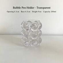Multi-Purpose Transparent Crystal Glass Pen Holder Decorative Item - Spherical Bucket Makeup Brush Storage Box, Suitable For Dressing Table, Pen Holder, Candle Holder (2.5*2.5*3.5 Inches). Transparent, Colorful, Amber, Smoke Gray. - View 11