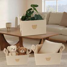 Bear Felt Foldable Storage Basket, Desktop Organizer Box For Snacks, Toys, Cosmetics, Laundry Basket With Handles, Foldable Basket For Wardrobe, Toy Storage, Laundry Room Organization, Shelf Decor Storage Box, Cube Storage Rack - Multicolor - View 7