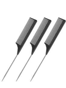 3/10/20/30pcs Metal Tail Comb Set, Black Fine Tooth Hair Combs For Parting, Teasing, Styling And Daily Grooming, Suitable For Home And Salon Use - Black - View 8