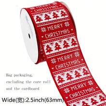 Nordic Vintage Christmas Sweater Style Wire Edge Ribbon, Holiday Gift Box Packaging Decoration Webbing, Suitable For Christmas Wreath DIY, Gift Box Bundling, Christmas Tree Decoration, Wine Bottle Packaging, Holiday Bow Handmade Craft - Multicolor - View 9