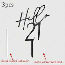 1pc/3pcs/5pcs Black Acrylic "Hello" Age 18/30/40/50/60 Personalized Birthday Cake Topper, Suitable For Birthday Party Cake Decoration - Multicolor - View 26
