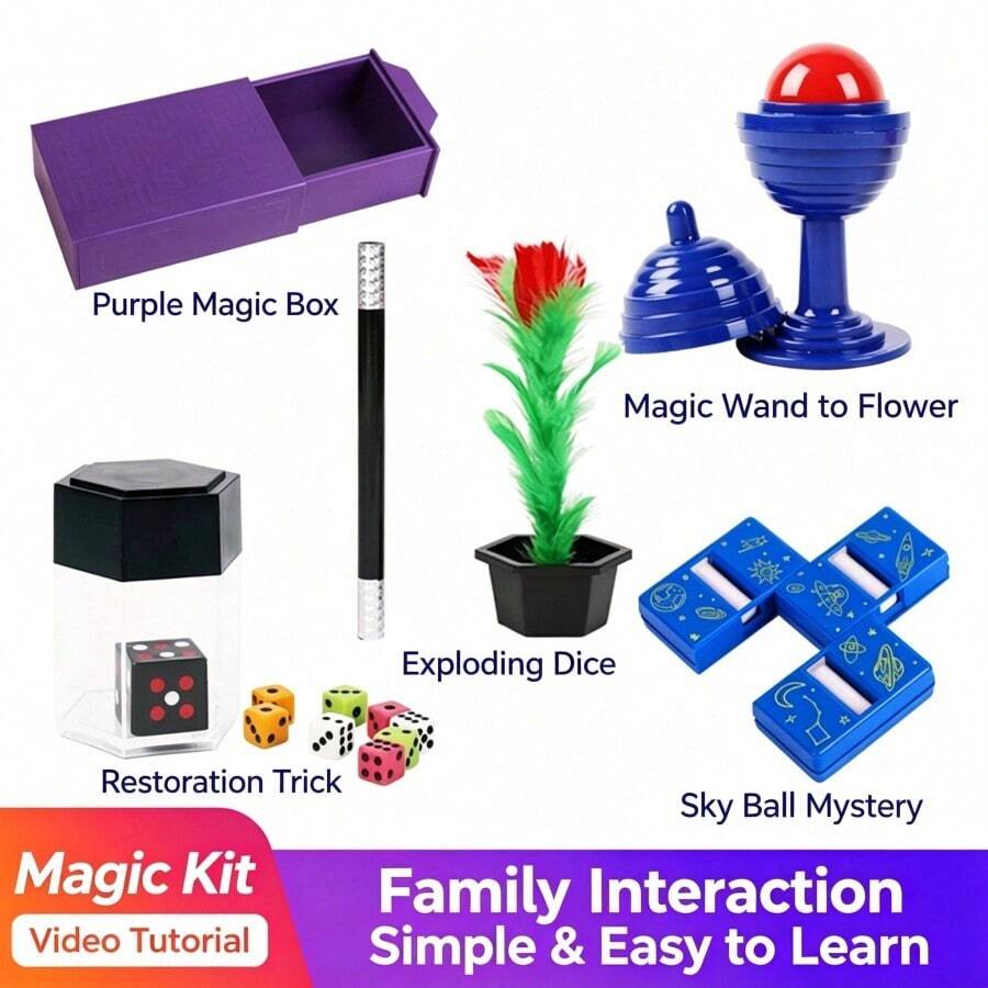 1pc Magic Prop Set, Includes Multiple Classic Magic Gadgets, Rich Gameplay, Easy To Learn, Comes With Instructional Guide, Suitable For Party Performances, Easily Create An Exciting Magic Show, Fun And Creative Complete Performance Props, Can Be Used As A Unique Gift - Multicolor - View 1