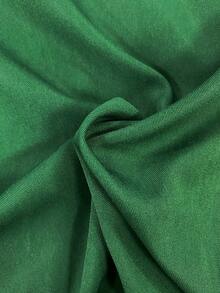 Women's Elegant Green Notched Neck Midi Dress With Long Sleeves A-Line Silhouette Vintage Modest Style For Everyday Wear - Green - View 3