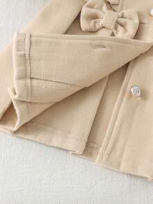 1pc Baby Girl Cute Plush Collar Thermal Lined Long Sleeve Wool Dress Thick Style Autumn/Winter - Apricot - View 7