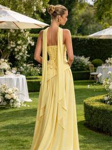 Women Long Dresses - Yellow - View 2