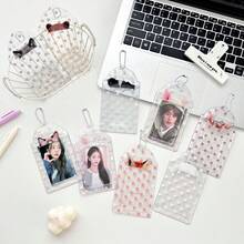 Monvkaka, Transparent Polka Dot Animal, 3 Inch PVC Card Sleeve, Fan, Card Protection, Random Card Storage, Card Holder, Idol Photo Sleeve, Card Scratch-Resistant, Collection Display, Birthday Gift, Holiday Gift, Offline Support, Student, Anime Accessory - A - View 3