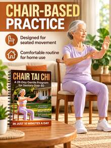 1 Copy "Tai Chi Chair Guide For Seniors: Suitable For People 60 And Above" - 28-Day Gentle Daily Training Plan, Spiral-Bound Seated Exercise Manual, Applicable For Balance Training, Fall Prevention, Strength And Flexibility Improvement - Multicolor - View 4