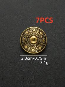 7pcs Vintage Engraved Round Metal Hand Sew Buttons, Embossed Pattern Decorative Sewing Buttons For Suit Coat Jacket Garment DIY Accessories - Multicolor - View 17