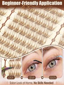 162pcs Christmas Holiday Lash Clusters, Soft Fluffy Wispy Individual Cluster Lashes, DIY At Home Eyelash Extensions, Natural-Dramatic False Lashes For Xmas Party & Family Gathering - D - View 2