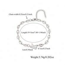 1pc Fashion Simple Initial Silvery Stainless Steel Chain Bracelet For Men - Silver - View 2