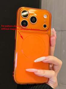 奢華半透明透明相機保護軟手機殼，相容 iPhone 18ProMax 18Pro 17 Pro Max 17 16 15 14 13 Pro Max，鏡頭保護後蓋 - 橘色 - 查看 4