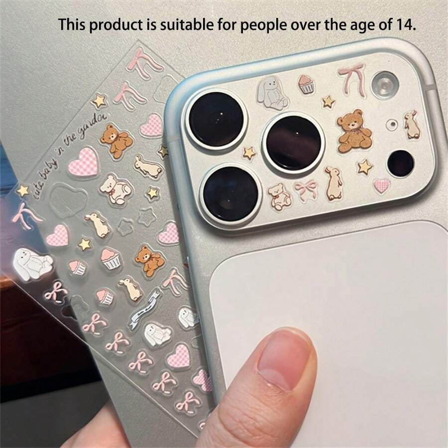1 buah Stiker Lensa Pola Hati Kue Simpul Pita Kreatif, Cocok Untuk Film Lensa Ponsel dan Casing Ponsel 11 Pro/12 Pro/13 Pro/14 Pro/15 Pro/16 Pro/17 Pro (Produk Untuk Usia 14 Tahun Ke Atas) - MultiWarna - View 1