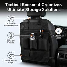 1pc Car Seat Back Storage Bag, Tactical MOLLE Webbing Multi-Layer Pockets, Thickened 600D Oxford Fabric, Wear-Resistant And Scratch-Resistant, Adjustable Straps With Quick-Release Buckles, Handle Design, Universal Fit For Car Models, Suitable For Self-Driving Enthusiasts And Car Owners, Hang On Seat Back To Store Water Bottles, Tools And Miscellaneous Items, Outdoor Travel Car Interior Storage Organizer Bag - Car Seat Cover - View 9