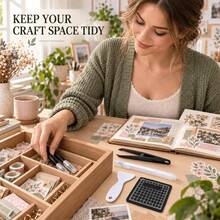Set Alat Scrapbooking Buatan Tangan 6 Buah, Aksesori Perencana & Kerajinan Kertas DIY Hitam, Termasuk Pinset, Pengikis Kertas, Alas Grid Mini, dan Berbagai Alat Bantu, Cocok untuk Aplikasi Stiker, Pembuatan Kartu, Kolase Album Foto, dan Proyek Scrapbooking - setelan - View 6