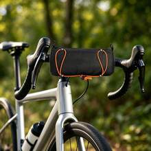 Black Nylon Bicycle Handlebar Storage Bag Water Repellent Adjustable Hook Loop Pouch For Mountain Road Bike Commute Accessories - Black - View 1