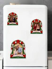Custom Personalized Photo Christmas Fridge Magnets, Personalized Name Family Photo Fridge Stickers, Custom Holiday Commemorative Decorations, Christmas Gifts For Couples And Families, Home Holiday Decoration Magnets, Kitchen Decor, Home Decor, - Multicolor - View 6