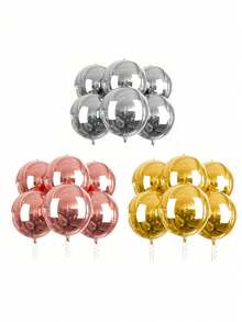 20/10/5/2pcs Silver Inflatable Mirror Reflective 4D Aluminum Foil Balloon Set, Reusable Disco Balloons For Birthday Party Decoration, Holiday, Wedding And Various Events - Multicolor - View 2