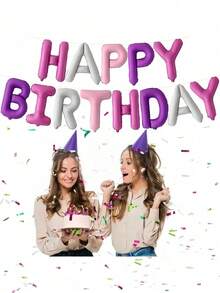 13pc/1set 16 Inch Happy Birthday Aluminum Foil Banner Balloons, Multiple Colors Available Reusable Party Balloons, Suitable For Birthday Party Anniversary Decoration - Multi-color - View 9