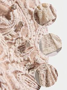 ALIAO Four Seasons Apricot Paisley Embroidered Lace Dress With Lantern Sleeves, Plus Size, Suitable For Commuting, Wedding, Daily Wear Elegant - Apricot - View 7