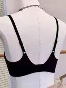 Bra Tanpa Kawat Seksi Tanpa Punggung Penutup Depan Push-Up Pengangkat Dada Wanita Warna Hitam [Untuk Dada Rata] - Hitam - View 2