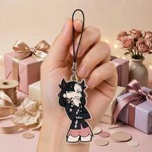 Acrylic Keychain Cartoon Character Charm, Clear Keyring Pendant With Black Lanyard Strap, Anime Style Bag Charm For Purse Handbag Backpack, Cute Gift Ready Present For Her Women Friends, Lightweight Daily Carry Accessory - Multicolor - View 16