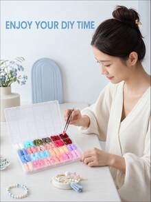 1 hộp đựng chia ngăn nhựa trong suốt điều chỉnh được, có các tùy chọn 4 ngăn, 6 ngăn, 10 ngăn, 12 ngăn, 15 ngăn và 24 ngăn, hộp tổ chức nhiều ngăn đa năng đựng móng giả, đá đính, hạt, trang sức, cúc áo, đồ thủ công - Trong sáng - Xem 7