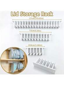 Lid Storage Rack, Multi-Slot Lid Hanging Rack Under Cabinet, Kitchen Organizer Shelf, Under Sink Organizer, Space-Saving Wall-Mounted Kitchen Storage Rack, Sturdy Container Lid Holder With Mounting Hardware - A - View 8