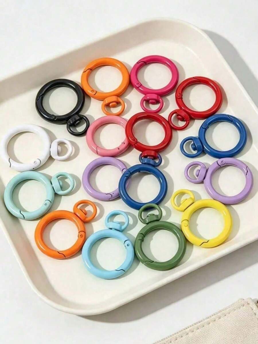 8/15/30/50pcs Random Color O-Ring Spring Buckle Hooks, Metal Carabiner Clips DIY Jewelry Connectors, Suitable For Keychains And Dog Leashes