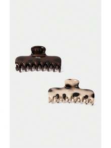 Noxbound 2pcs/1pc Women's 11.5cm/4.52in Leopard Print Series Khaki Brown Hair Clips, Lightweight Plastic Hair Clips - Multicolor - View 5