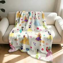 Disney Princess All-Over Print Flannel Throw Blanket, Soft Cozy Plush Fleece Blanket With Cute Princess Pattern Suitable For Couch, Bed, Living Room, Bedroom, Office, Travel, All Seasons - Colour 1 - View 3