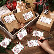 60pcs Santa Claus Label Stickers, Christmas Gift Tags For Letters, Handwritten Decorative Seal Stickers For Gift Boxes - Multicolor - View 4