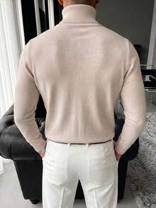 GRDR Men's Crew Neck Long Sleeve Sweater, Versatile Everyday Wear Knitted Pullover - Apricot - View 3