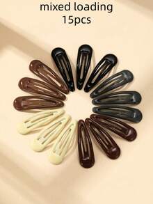 15pcs New Water Drop Style Hair Clips, Colorful Candy Color BB Clips, Oil Drop Hair Clips, Bangs Side Clips - Multicolor - View 4