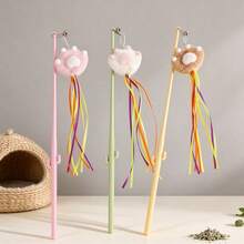 1pc/Interactive Cat Toy With Plush Paw Decoration, Colorful Tassels And Bells, Stimulates Cat's Hunting Instinct, Helps Release Energy And Relieve Boredom, Wavy Rod Cat Teaser With Cat Ball, Random Color - Multicolor - View 6