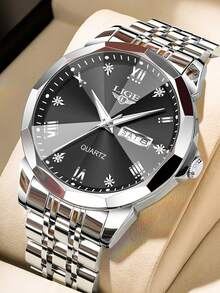 LIGE Fashion Casual Light Luxury Women's Watch Waterproof Luminous Quartz Watch Calendar Dial Watch - Silver - View 11