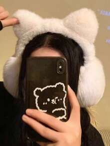 1pc Cute Cat Ear Faux Fur Foldable Earmuffs, Women's Windproof Warm Winter Ear Covers, Outdoor Cycling Daily Cold Weather Accessories - Multicolor - View 2