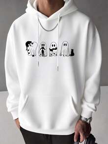 Sudadera con capucha nueva para hombre, diseño con estampado creativo, ropa otoño‑invierno, excelente opción de regalo - Blanco - Ver 2