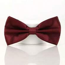 1PC Men's Bow Tie, Personalized Wedding Banquet Bow Tie - Burgundy - View 2