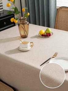 1pc Wrinkle-Resistant Linen Tablecloth, Table Runner For Wedding, Daily Table Decor, Suitable For Home, Restaurant, Cafe, Indoor Photography Scene - Beige - View 5