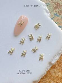 1 gói phụ kiện trang trí nail nghệ thuật mùa đông Giáng Sinh, cây thông, vòng hoa, tuần lộc, chuông, charm nail 3D bằng hợp kim kim loại - Nhiều màu - Xem 20