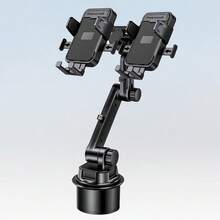 xnyocn In-Car Dual-Phone Cup Holder Navigation Mount Anti-Shake Car Phone Mount, Multi-Angle Adjustable With Cable Clamp, Suitable For All Types Of Commercial Vehicles - Black - View 9