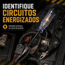 Caneta Teste Automotiva 6-24V Testador de Circuito com Garra Jacaré para Fusíveis Fiação Luzes e Soquetes - Multicolorido - Visão 6