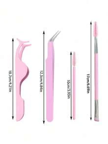 6pcs Eyelash Tool Kit: Eyelash Tweezers, Eyelash Brush, With Storage Box - Pointed & Angled Tweezers, Eyelash Applicator, Eyelash Brush, For Extending And Shaping Lashes - Multicolor - View 7