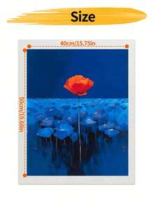 DIY Lone Red Poppy In Deep Blue Field (Frameless Or Framed 8x12 / 16x20 Inches) Paint By Numbers Kit (Acrylic) Arts & Crafts For Adult Beginners, Home Wall Decor, And Creative Holiday Gifts For Interior Design - Sets - View 8